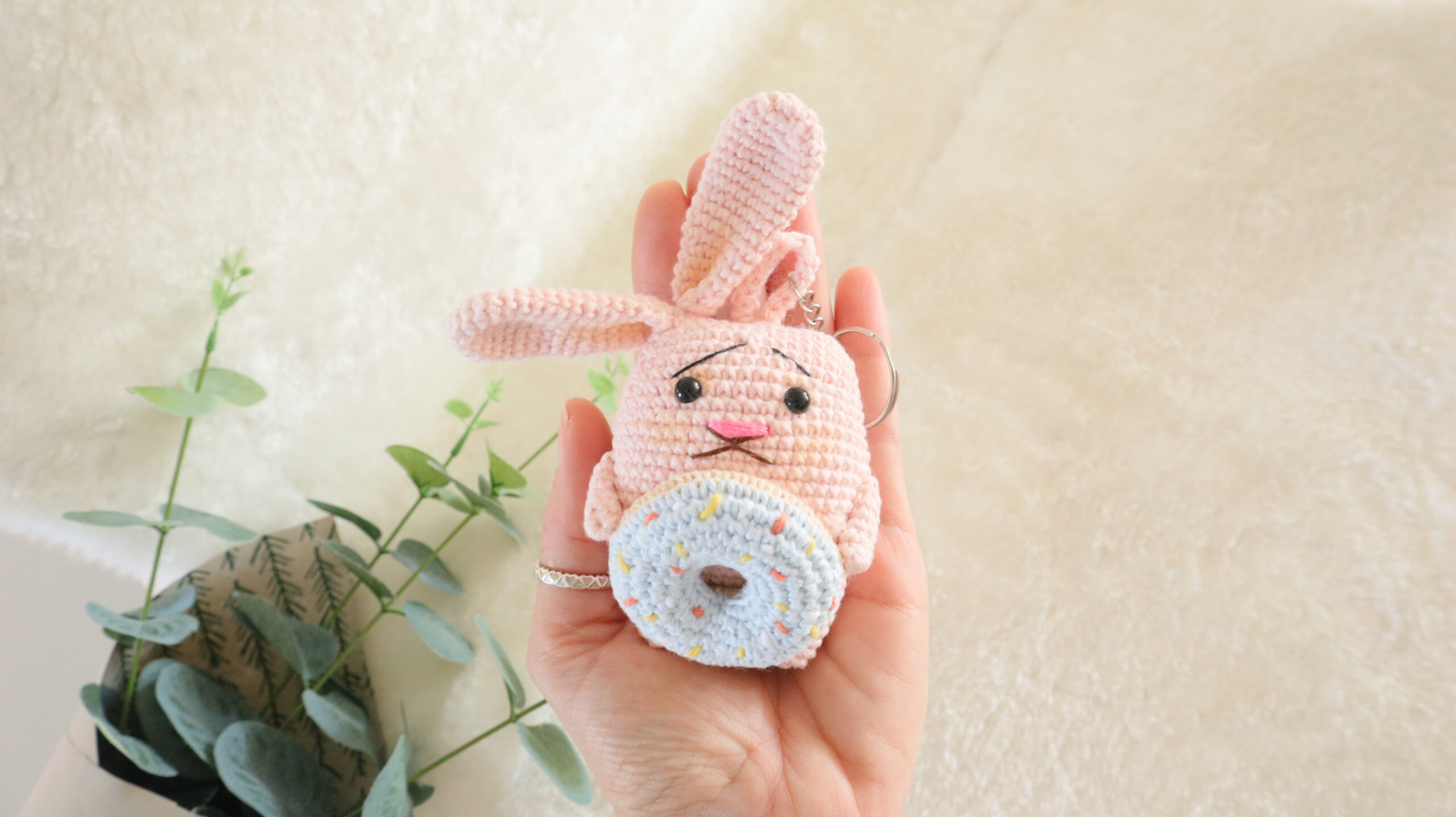 Amigurumi bunny keychain free pattern