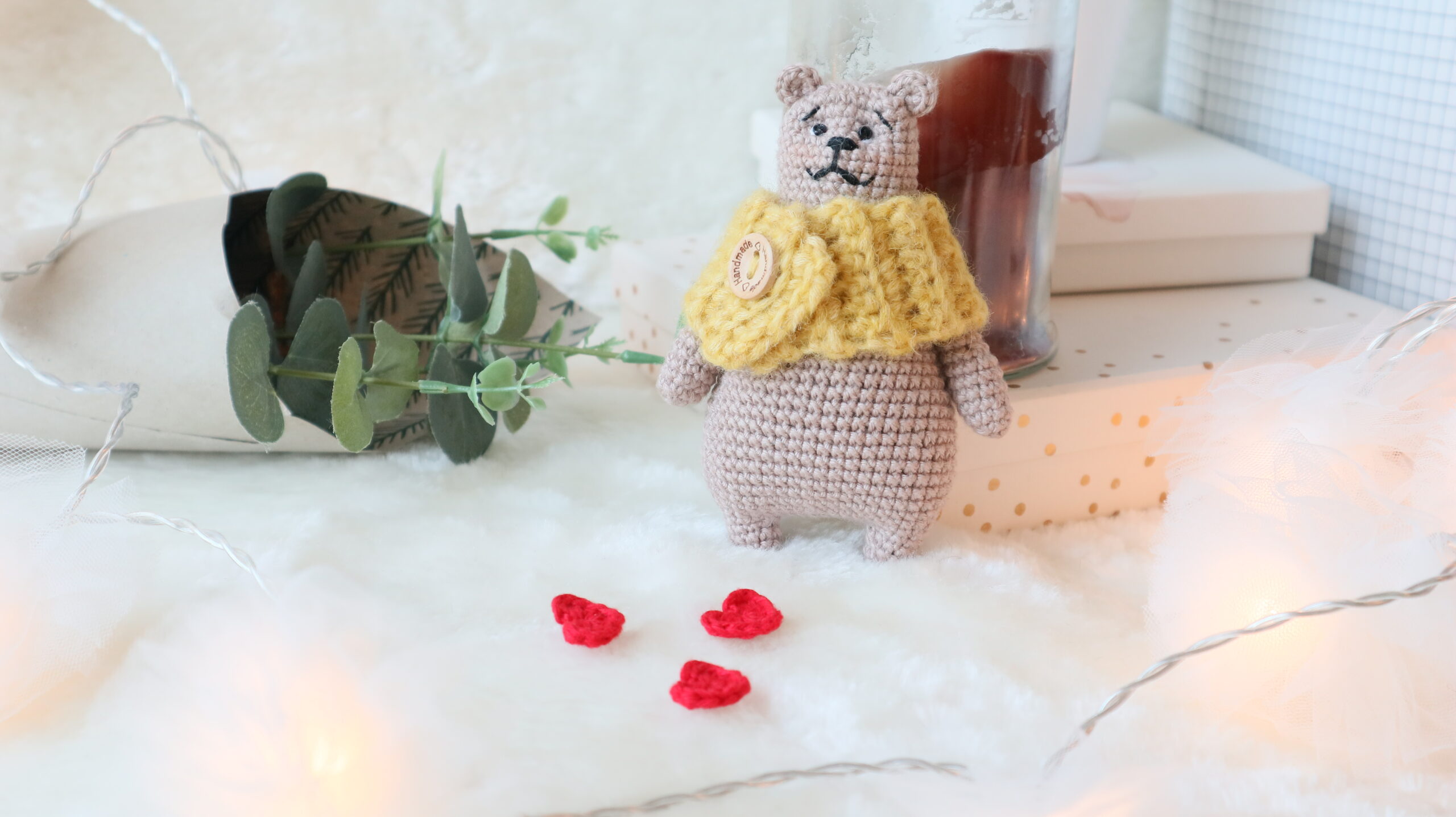 Amigurumi bear scarf yellow free pattern